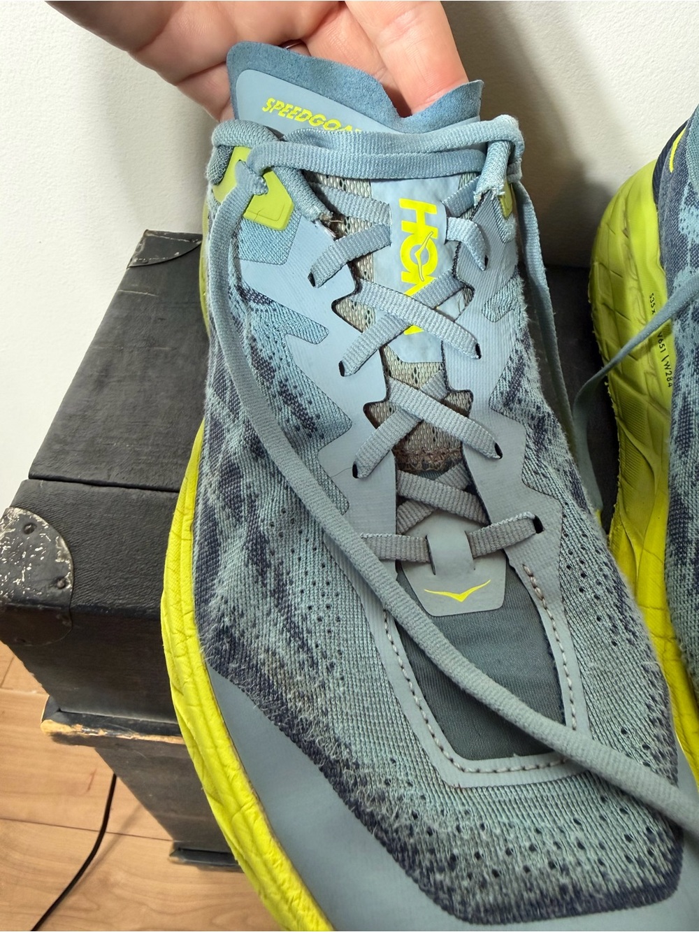 HOKA Speedgoat 5 Men’s Size 13 Trail Running Shoes Vibram Megagrip Blue - Picture 16 of 17
